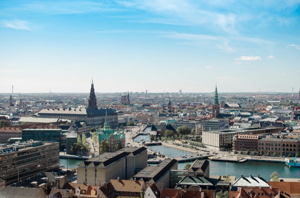 Aerial view of Copenhagen city centre