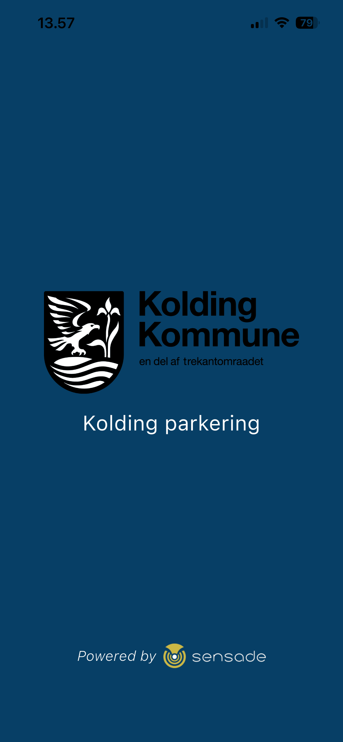 Kolding Municipality parking app start screen
