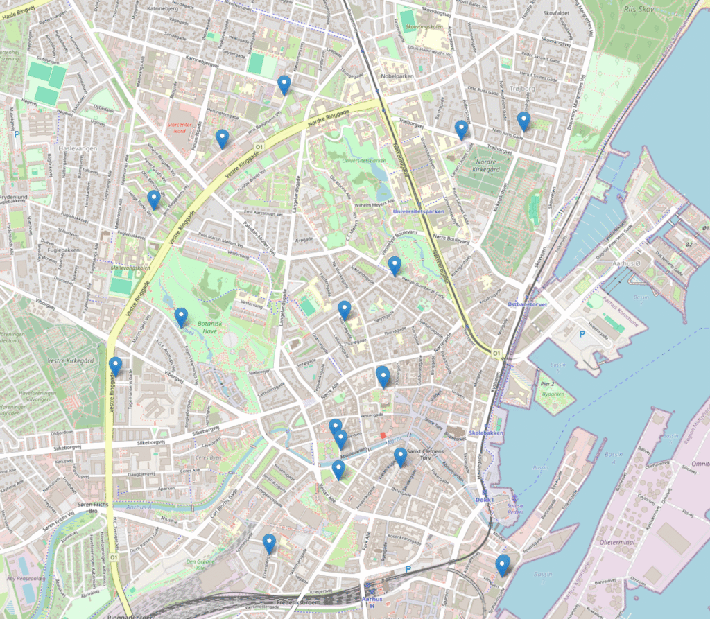 Kort over erhvervsparkeringspladser i København