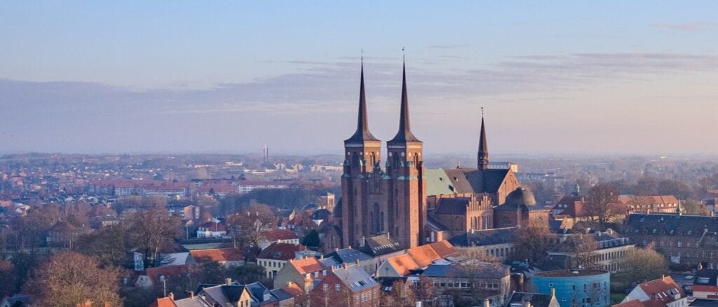 Roskilde Cathedral and the city skyline