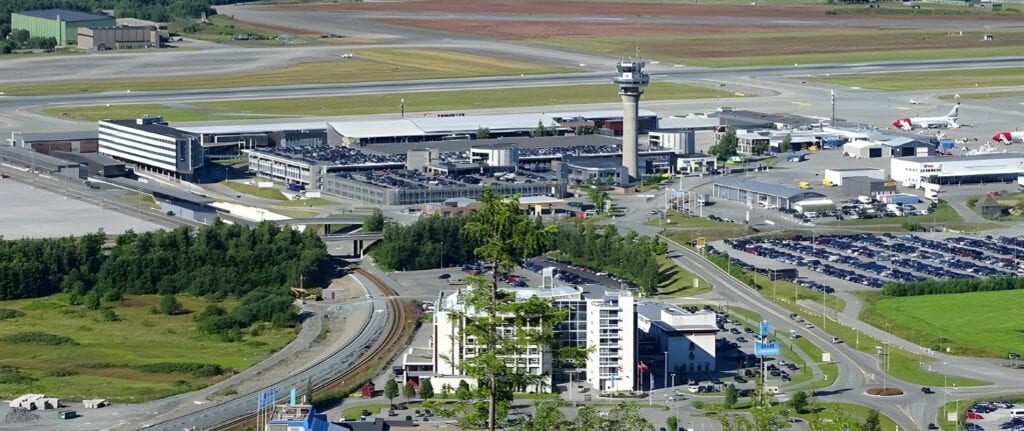 Aerial view of Trondheim Airport