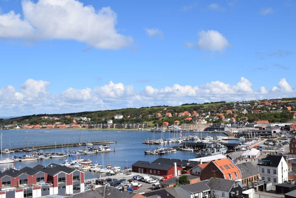 Lemvig harbour and town seen from above